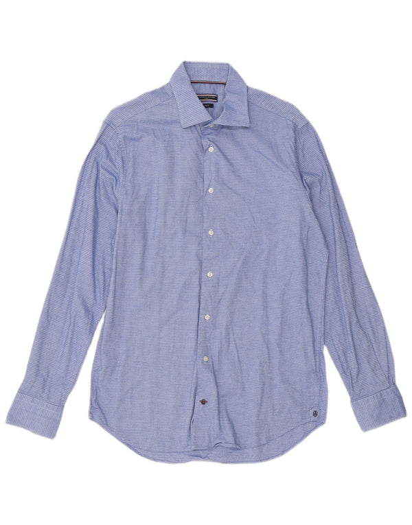 Tommy Hilfiger Mens Shirt Size 40 15 3/4 Medium Blue Geometric Cotton
