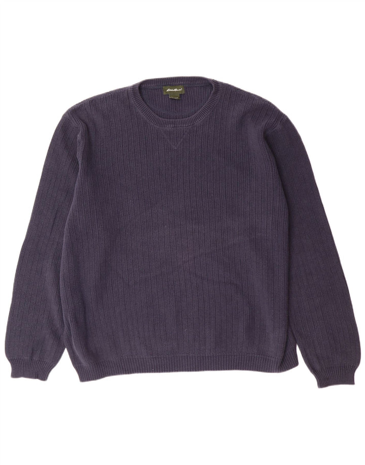 EDDIE BAUER Mens Crew Neck Jumper Sweater XL Navy Blue Cotton
