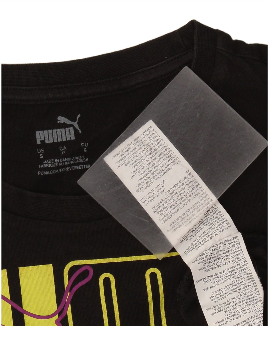Puma Mens Graphic T-Shirt Top Small Black Cotton