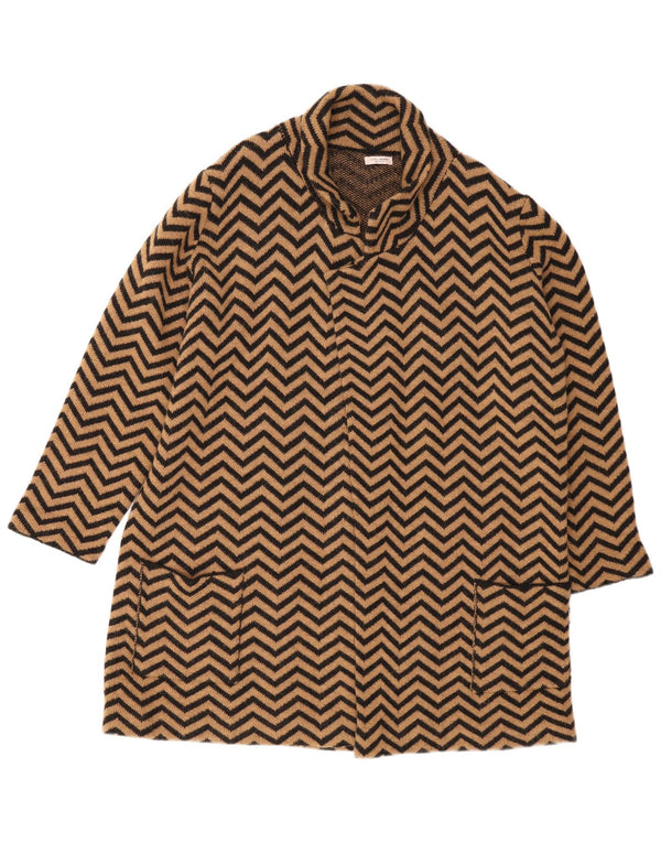 Fiorella Rubino Womens Longline Cardigan Sweater UK 18 XL Brown Chevron