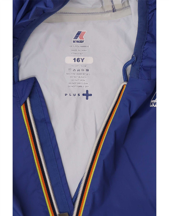 K-Way Boys Hooded Rain Jacket 15-16 Years Blue Polyamide