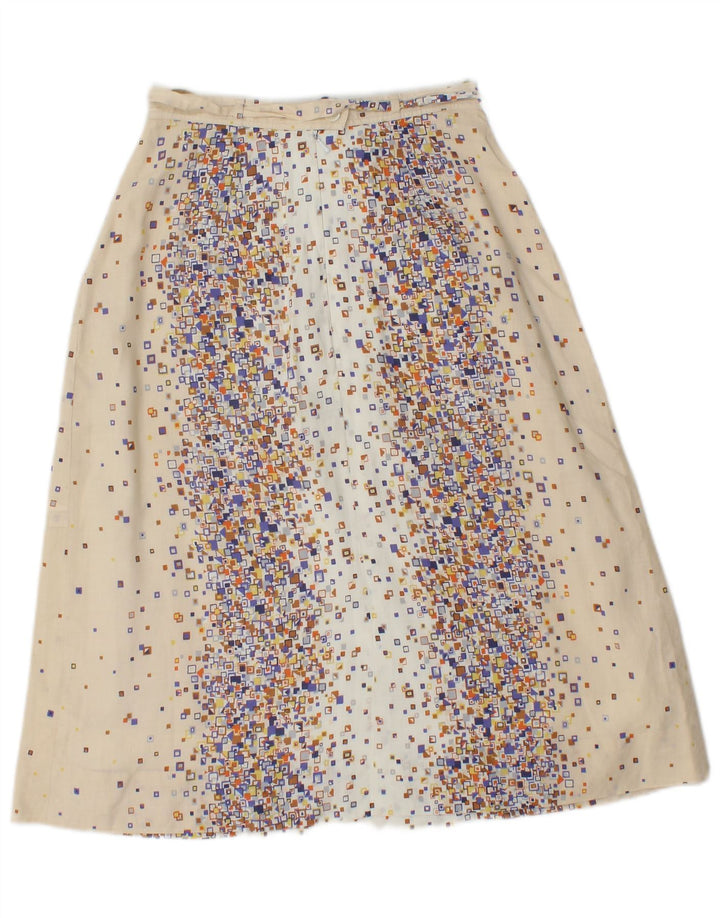 PANCALDI & B Womens 2 Piece Skirt Set UK 4 XS W24 Beige Geometric Cotton