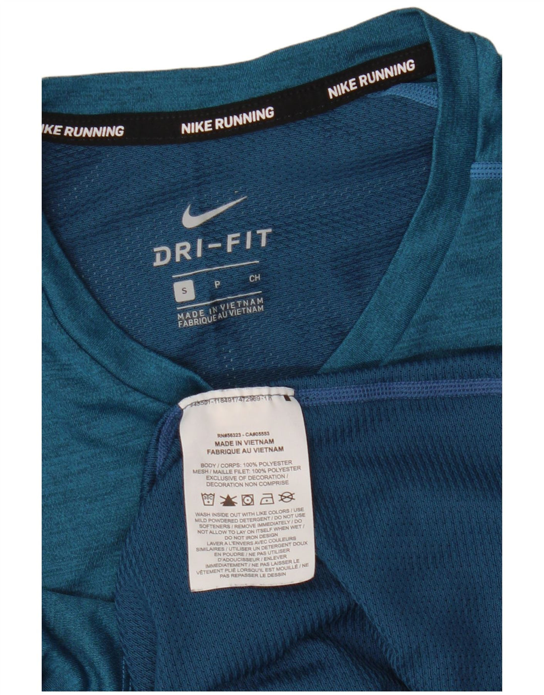Nike Mens Dri Fit T-Shirt Top Small Blue Colourblock Polyester