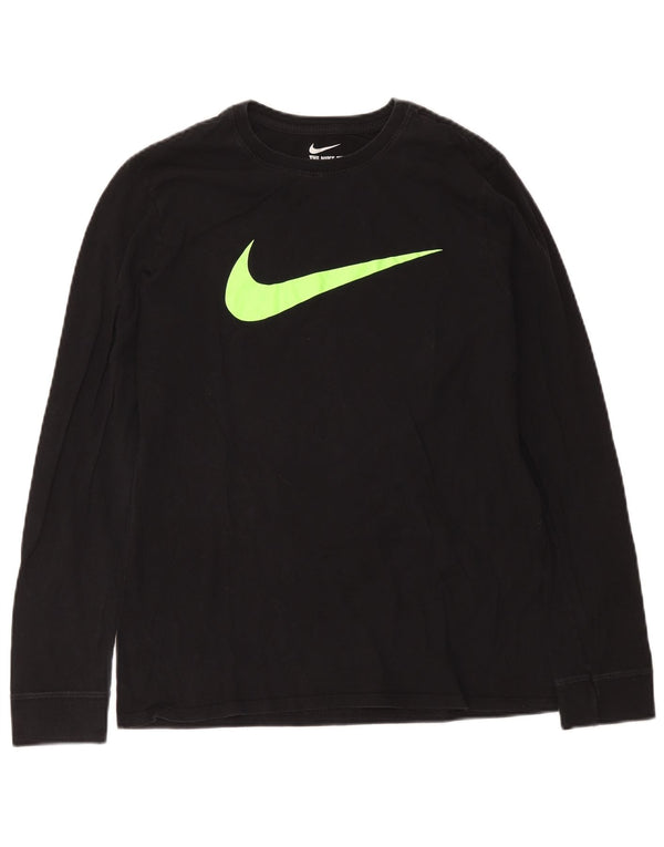 Nike Mens Athletic Fit Graphic Top Long Sleeve Medium Black Cotton
