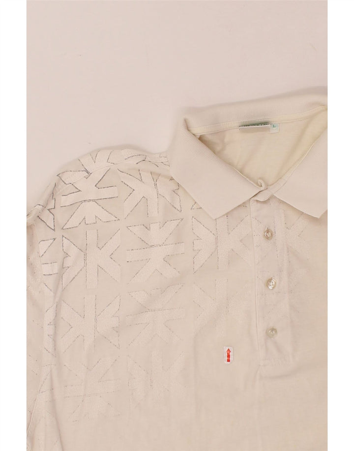 DIADORA Mens Abstract Pattern Graphic Polo Shirt Large White Cotton Vintage Diadora and Second-Hand Diadora from Messina Hembry 