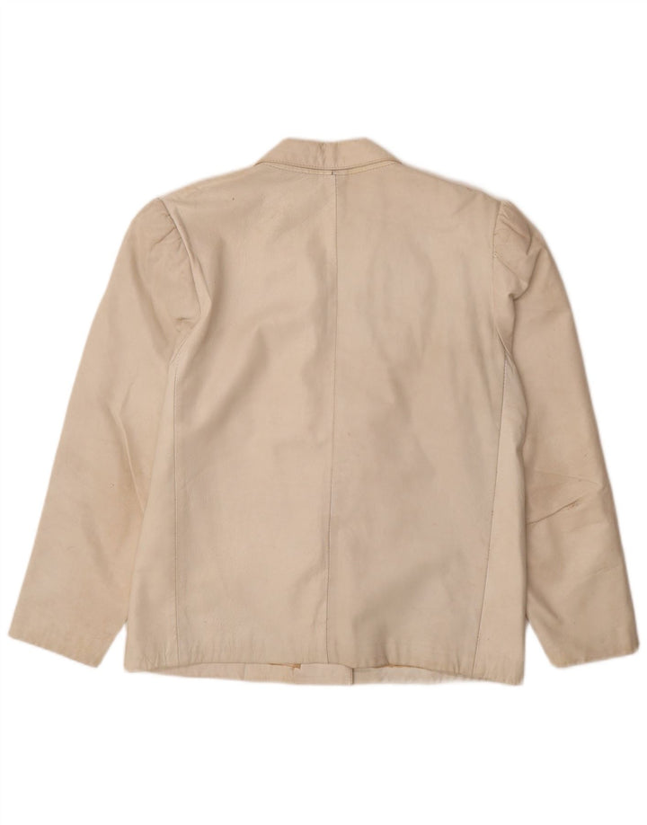 Vintage Womens Leather 2 Piece Skirt Set UK 12 Medium W26  Off White