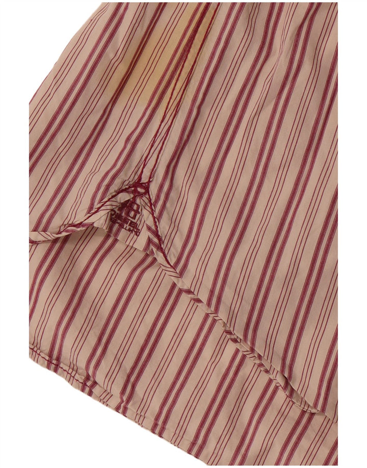 Diesel Mens Short Sleeve Shirt Medium Red Striped Cotton