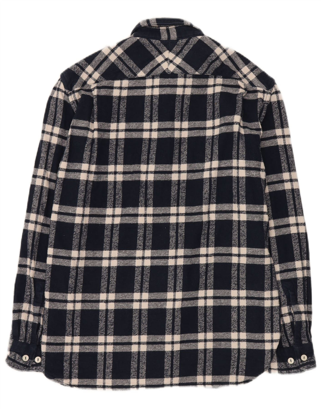 French Connection Mens Loose Fit Flannel Shirt Medium Navy Blue Check