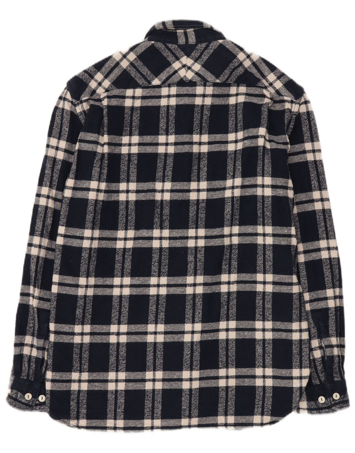 French Connection Mens Loose Fit Flannel Shirt Medium Navy Blue Check