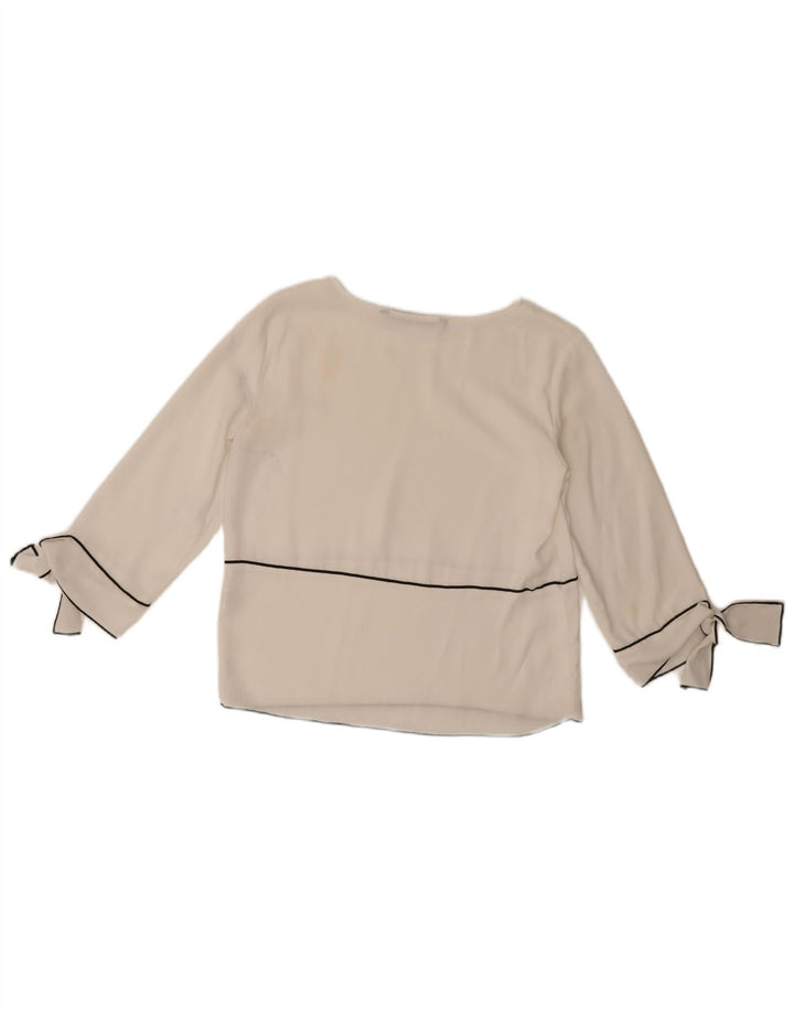 Zara Womens 3/4 Sleeve Blouse Top UK 6 XS White Polyester