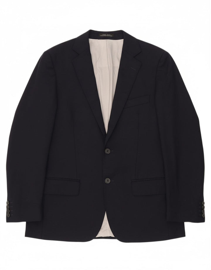 ZARA Mens 2 Button Blazer Jacket EU 50 Medium Navy Blue Wool