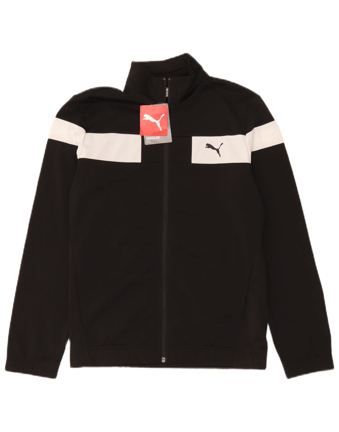 Puma Boys Tracksuit Top Jacket 13-14 Years Black Colourblock Polyester