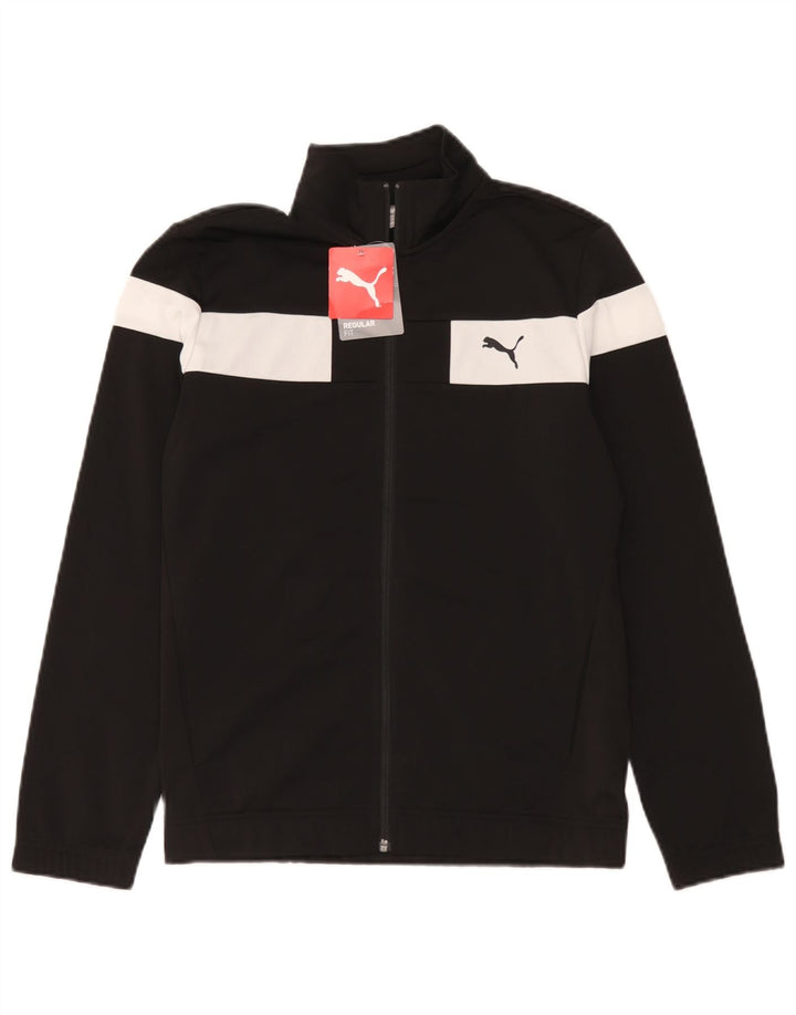 Puma Boys Tracksuit Top Jacket 13-14 Years Black Colourblock Polyester