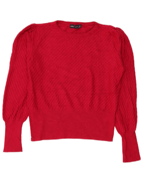 Marks & Spencer Womens Crop Boat Neck Jumper Sweater UK 10 Small Red