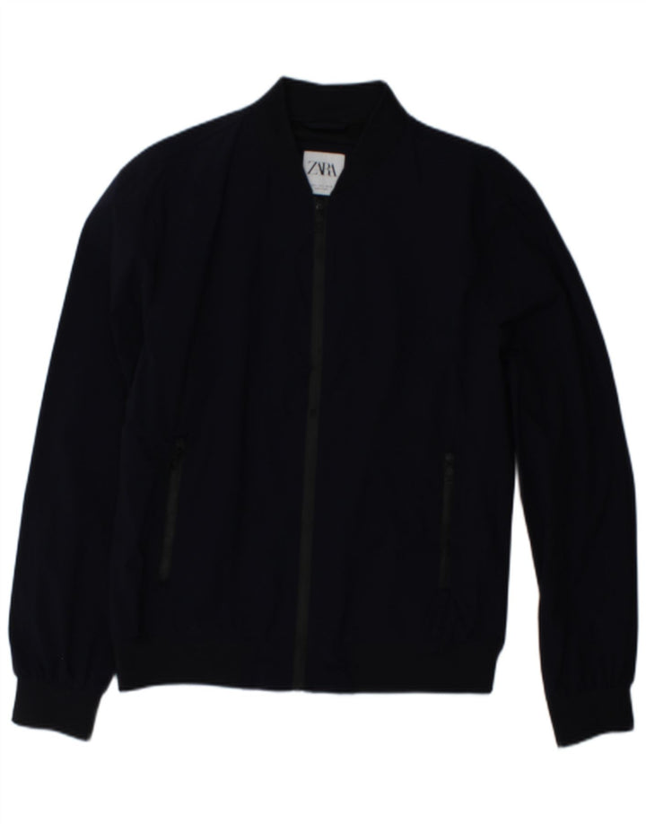 Zara Mens Bomber Jacket UK 40 Large Navy Blue