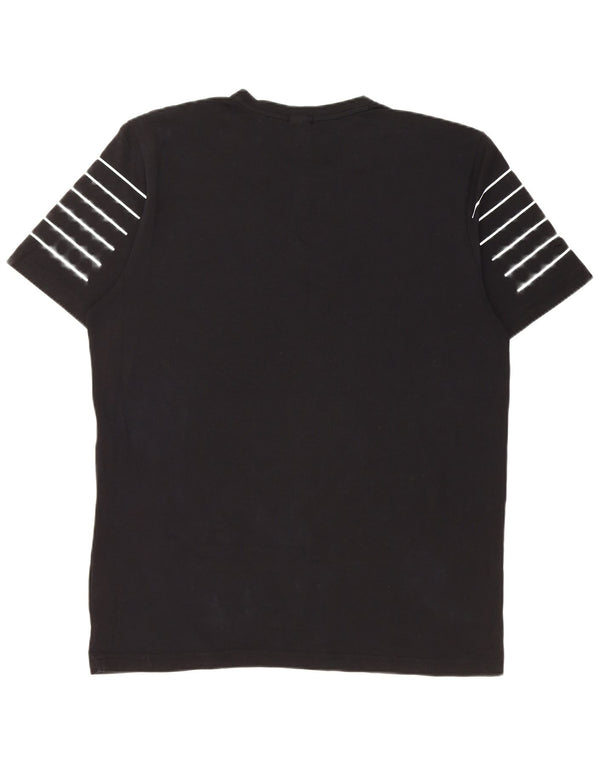 HUGO BOSS Mens Graphic T-Shirt Top Large Black Striped Cotton