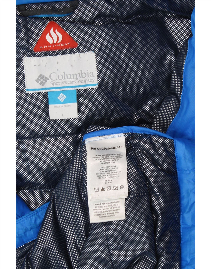 COLUMBIA Mens Omni-Heat Hooded Padded Jacket UK 40 Large Blue Nylon Vintage Columbia and Second-Hand Columbia from Messina Hembry 