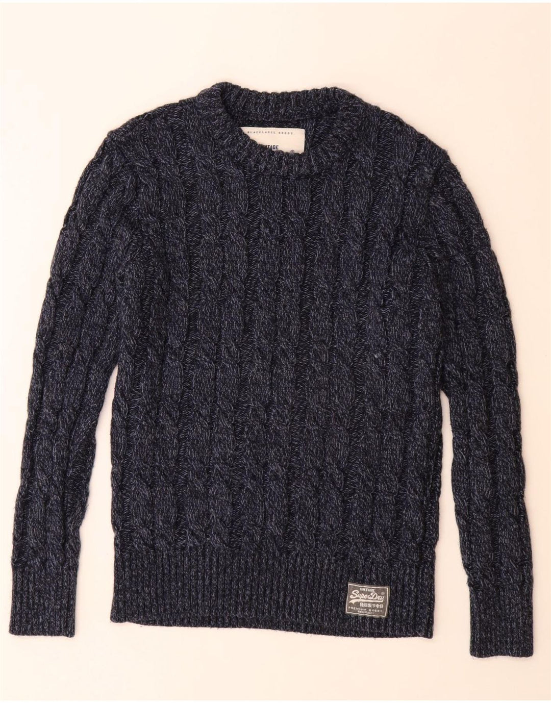 SUPERDRY Mens Crew Neck Jumper Sweater Medium Navy Blue Acrylic