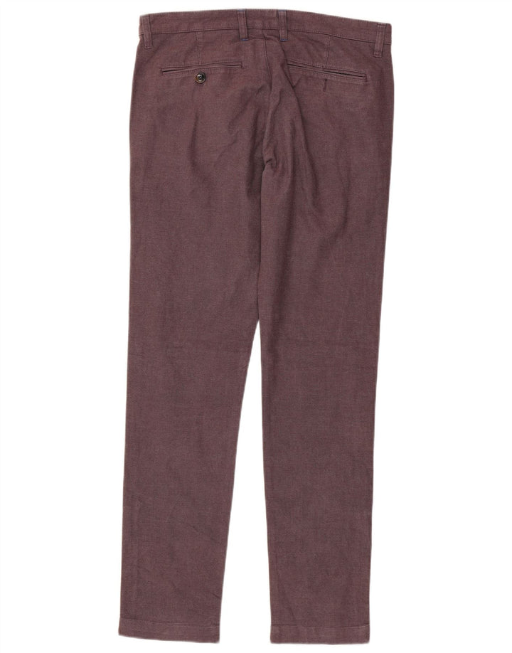 Ted Baker Mens Slim Suit Trousers W32 L32 Maroon Cotton