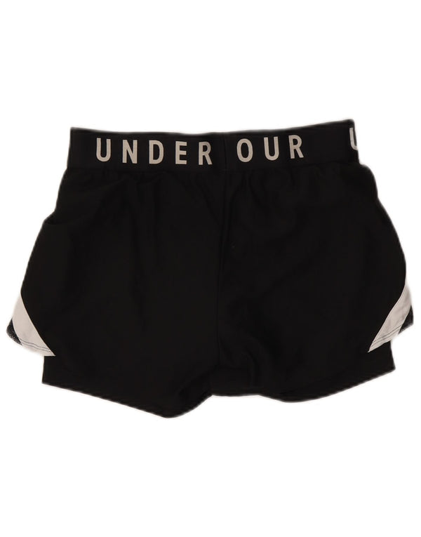 Under Armour Womens Heat Gear Sport Shorts UK 14 Large Black Colourblock