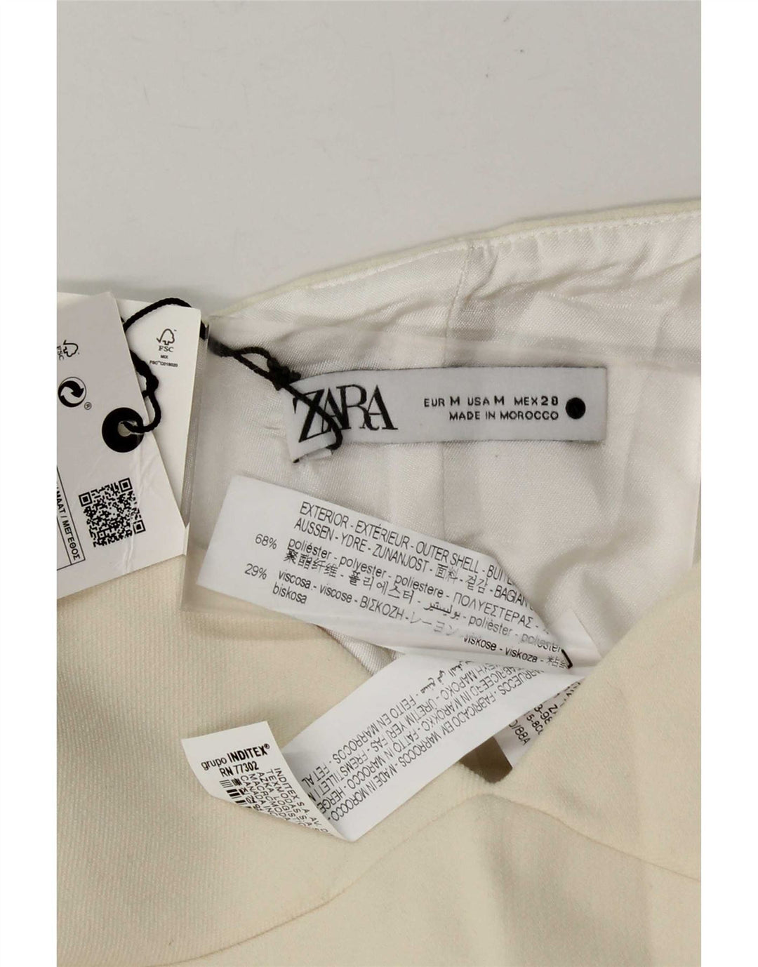 Zara Womens Crop Strapless Corset Top UK 12 Medium Off White Polyester