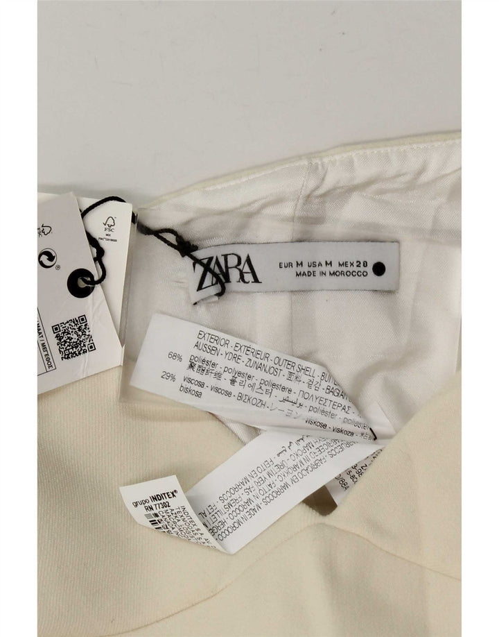 Zara Womens Crop Strapless Corset Top UK 12 Medium Off White Polyester