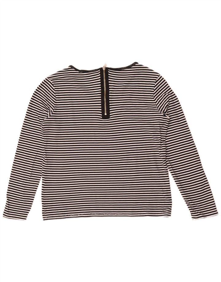 Hugo Boss Womens Top Long Sleeve UK 12 Medium Black Striped