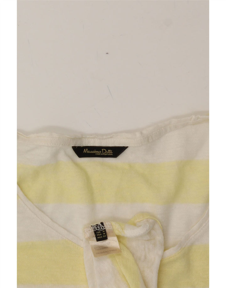 MASSIMO DUTTI Womens T-Shirt Top UK 12 Medium Yellow Striped Vintage Massimo Dutti and Second-Hand Massimo Dutti from Messina Hembry 