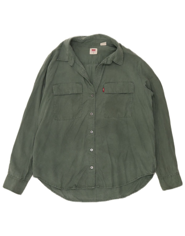 LEVI'S Womens Shirt UK 14 Medium Green Lyocell