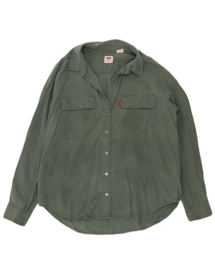 LEVI'S Womens Shirt UK 14 Medium Green Lyocell