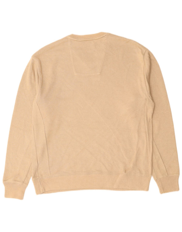 IZOD Mens V-Neck Jumper Sweater Small Beige Cotton