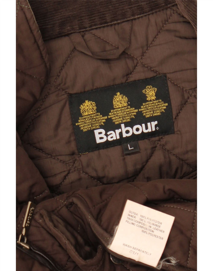 BARBOUR Mens Quilted Jacket UK 40 Large Brown Polyester