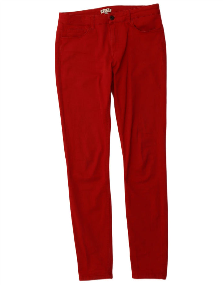REISS Womens Skinny Casual Trousers UK 12 Medium W30 L32 Red Cotton