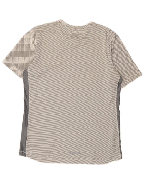 Asics Mens T-Shirt Top Medium White Pinstripe Polyester