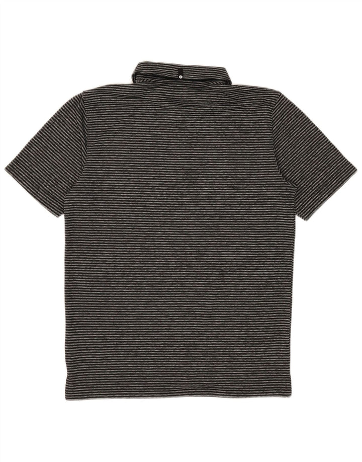 Puma Mens Polo Shirt Small Black Pinstripe Polyester