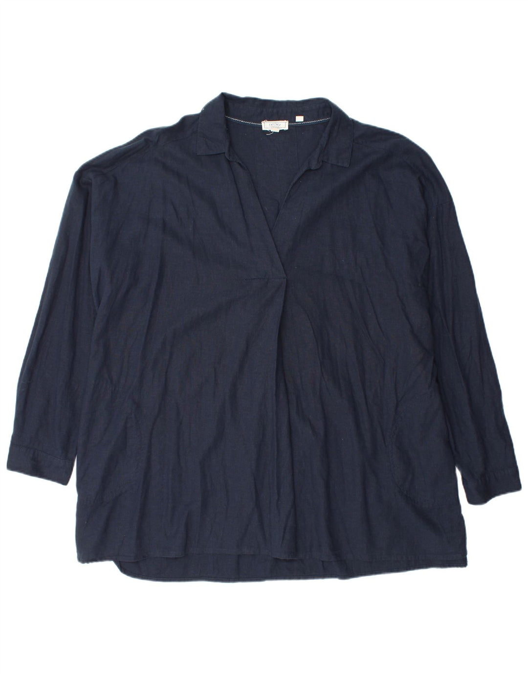 FAT FACE Womens Oversized Pullover Shirt UK 16 Large Navy Blue Linen