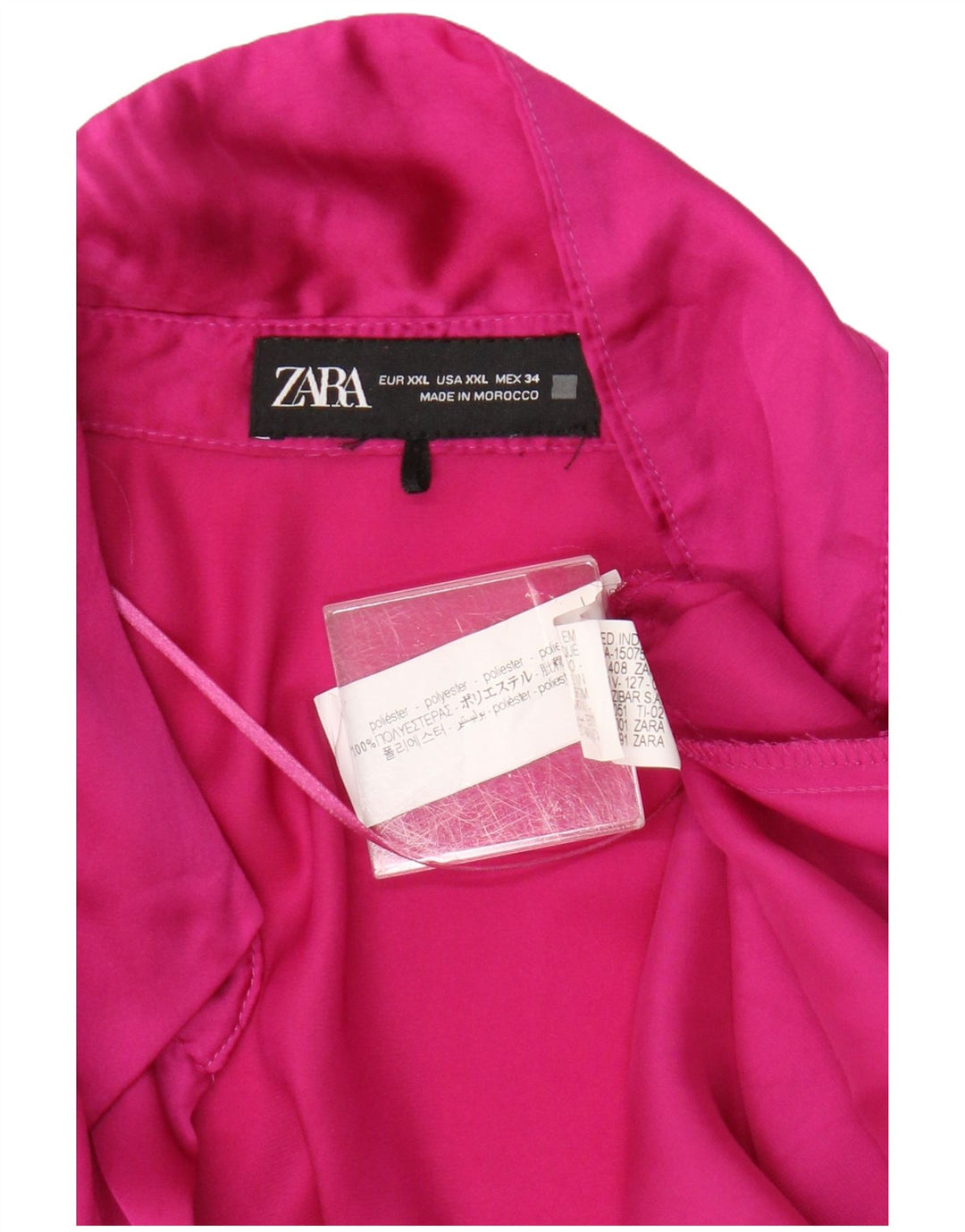 Zara Womens Shirt Blouse UK 20 2XL Pink Polyester