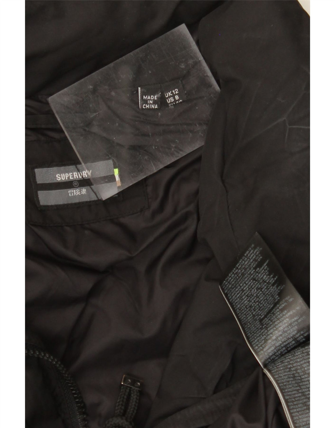 SUPERDRY Womens Padded Coat UK 12 Medium Black Polyester