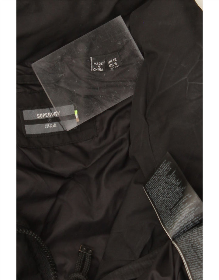 SUPERDRY Womens Padded Coat UK 12 Medium Black Polyester