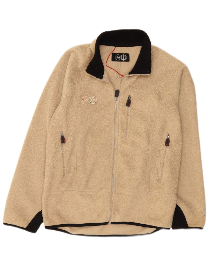 FILA Mens Fleece Jacket UK 36 Small Beige Colourblock Polyester