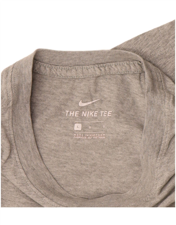 NIKE Mens Graphic T-Shirt Top Large Grey Cotton