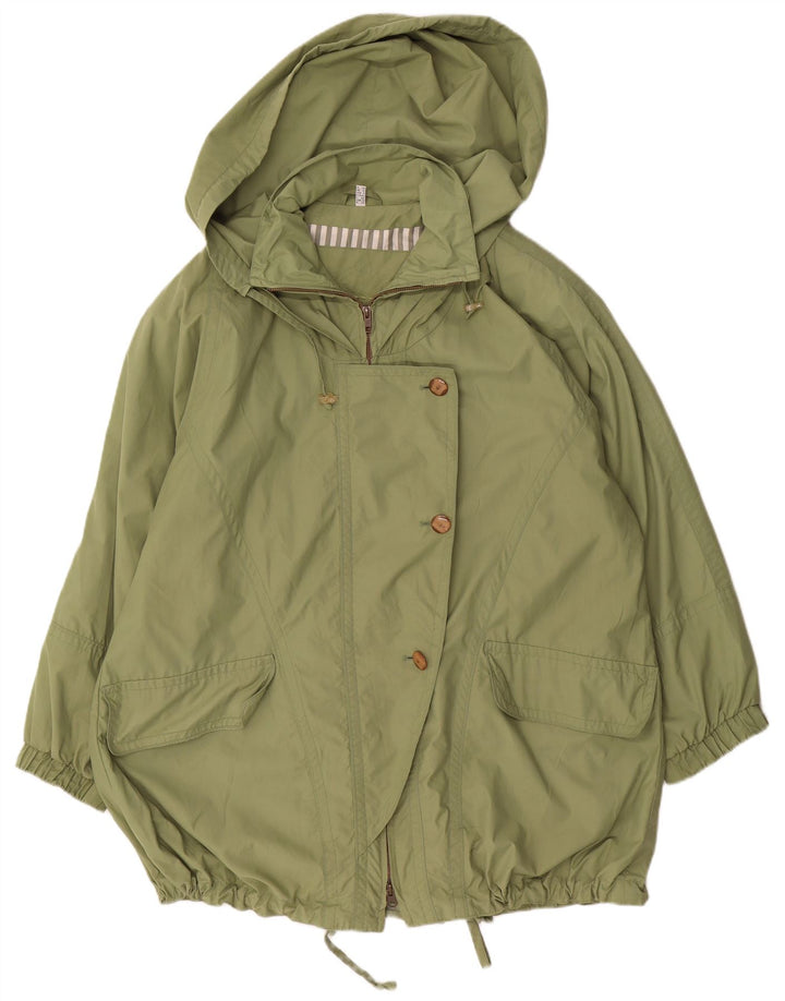 Gallery Womens Hooded Oversized Rain Jacket UK 12 Medium Green Polyester