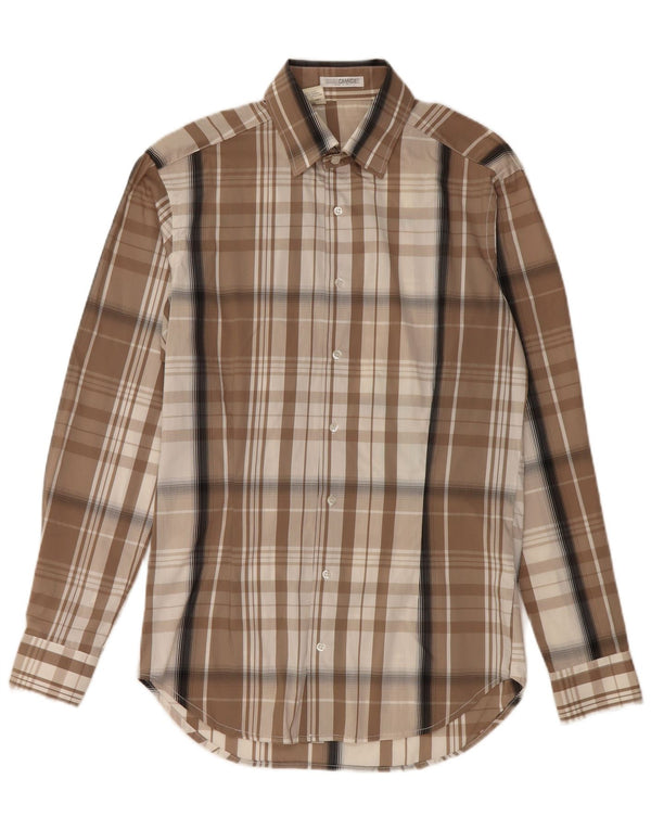 NARACAMICIE Mens Shirt Small Brown Check Cotton