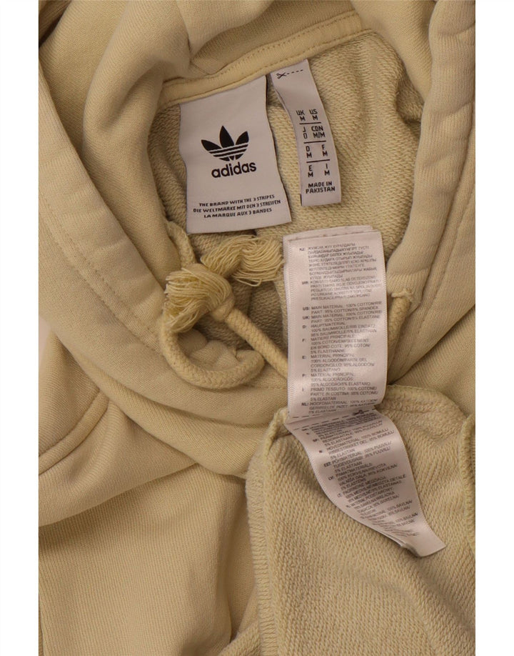 ADIDAS Mens Graphic Hoodie Jumper Medium Yellow Cotton