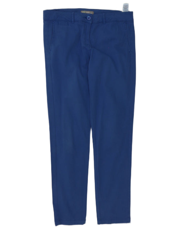 Marks & Spencer Womens Slim Chino Trousers UK 12 Medium W32 L30 Blue Cotton