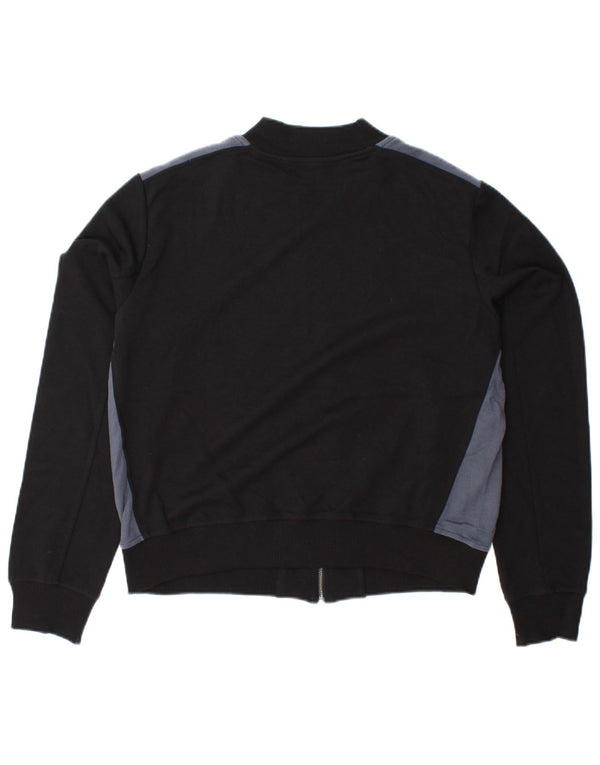 BENETTON Womens Crop Tracksuit Top Jacket UK 16 Large Black Colourblock