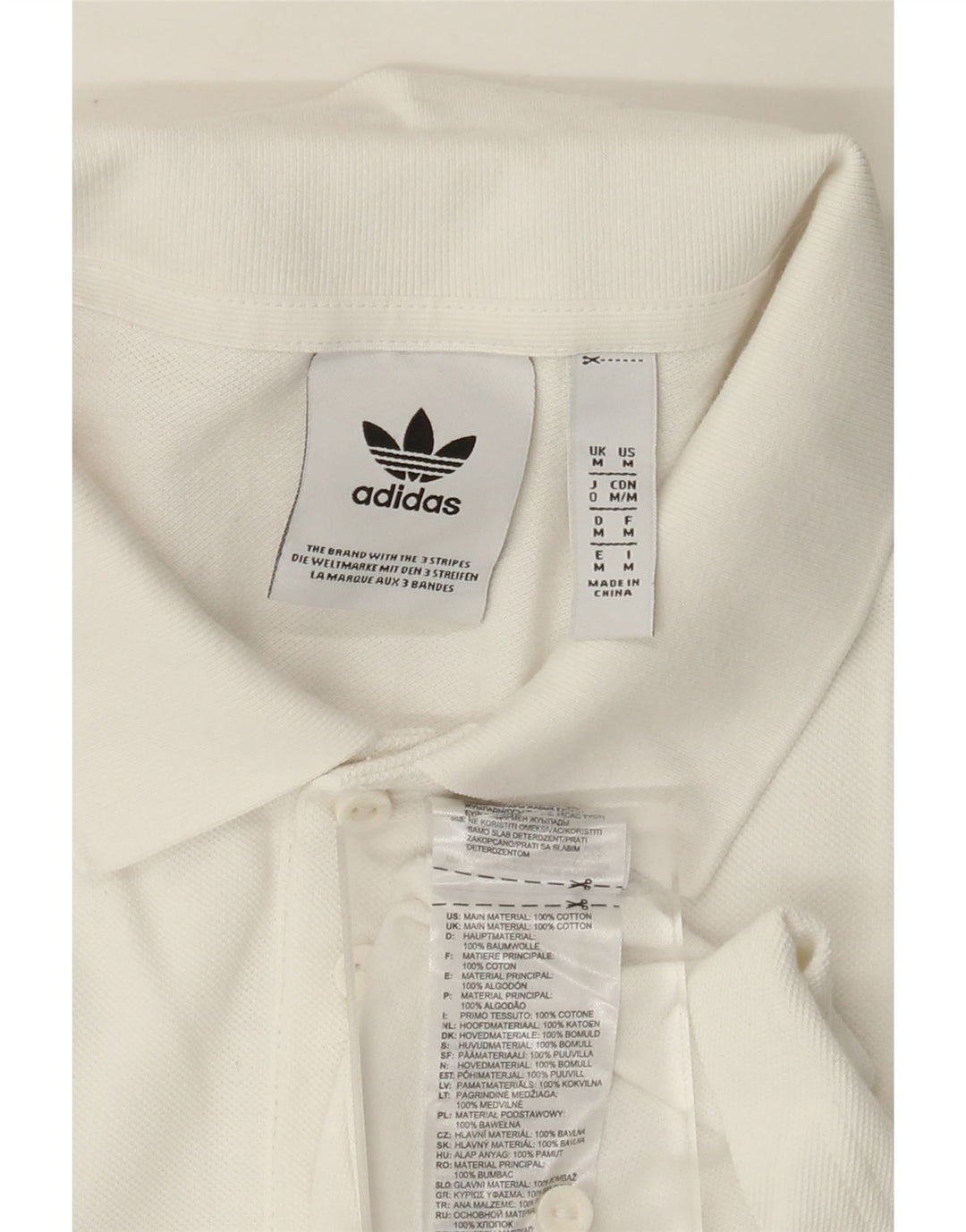 ADIDAS Mens Polo Shirt Medium White Cotton