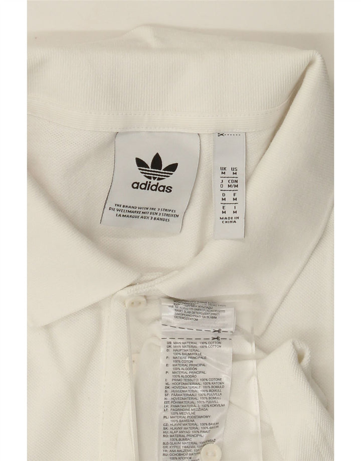 ADIDAS Mens Polo Shirt Medium White Cotton