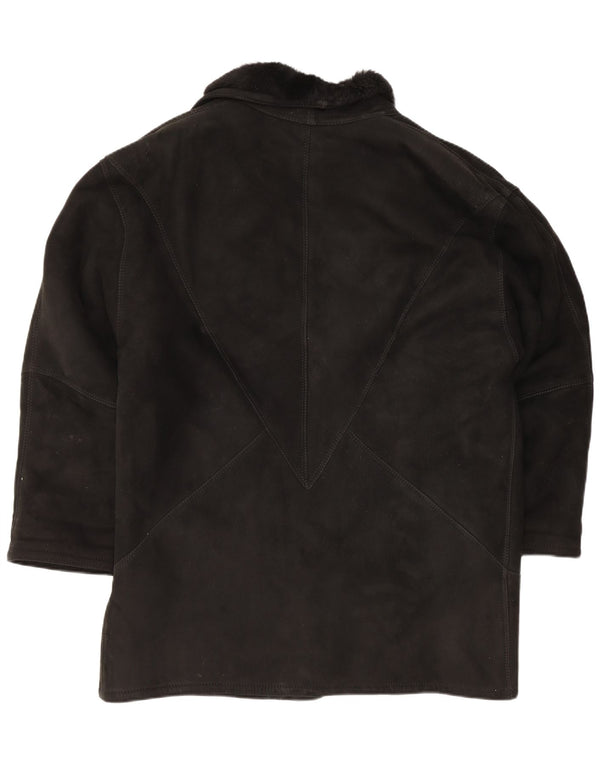 Vintage Womens Oversized Shearling Coat IT 46 Large Black Shearling