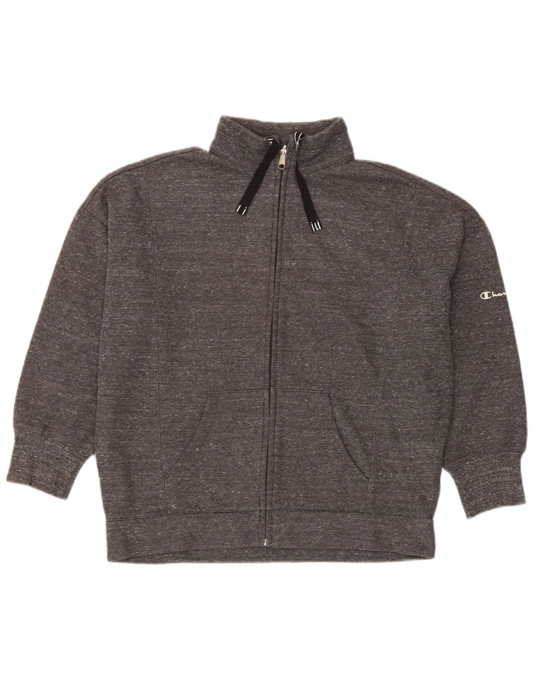 Champion Womens Oversized Tracksuit Top Jacket UK 14 Medium Grey Flecked